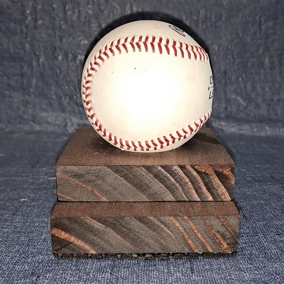 Display Stand for Souvenir Baseball Wood Low Profile 2 Tier "Ball Not Included" - Picture 5 of 9